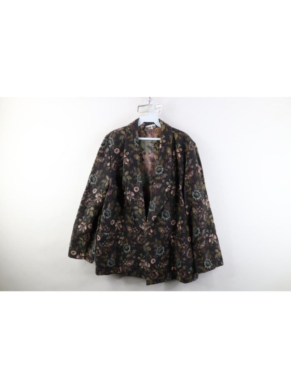Vintage 90s Streetwear Womens Large Needlepoint Tapestry Flower Blazer Jacket